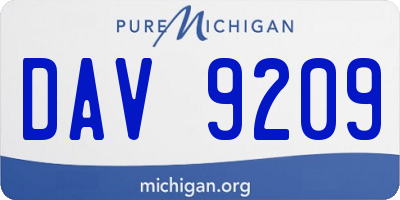 MI license plate DAV9209