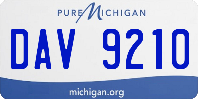 MI license plate DAV9210