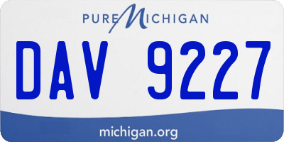 MI license plate DAV9227