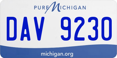 MI license plate DAV9230