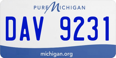 MI license plate DAV9231