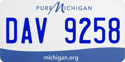 MI license plate DAV9258