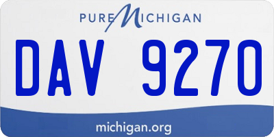 MI license plate DAV9270