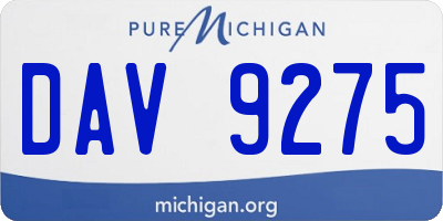 MI license plate DAV9275