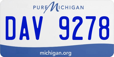 MI license plate DAV9278