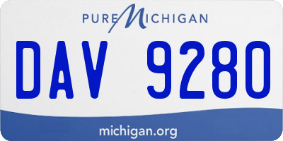 MI license plate DAV9280