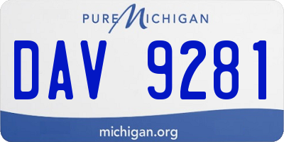MI license plate DAV9281
