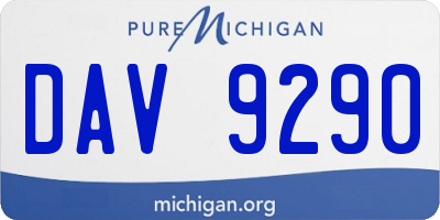 MI license plate DAV9290