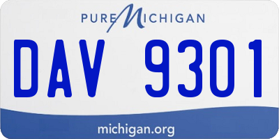 MI license plate DAV9301