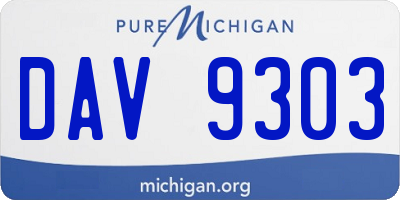 MI license plate DAV9303