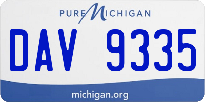 MI license plate DAV9335