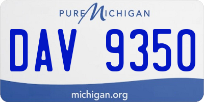 MI license plate DAV9350