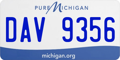 MI license plate DAV9356