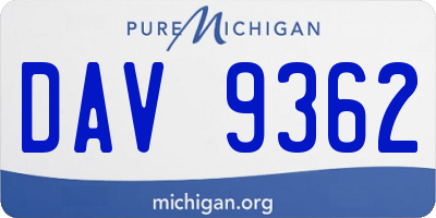 MI license plate DAV9362