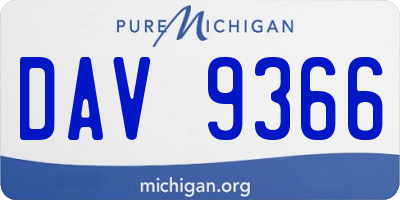 MI license plate DAV9366
