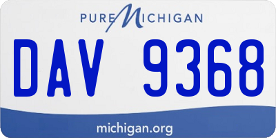 MI license plate DAV9368