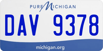 MI license plate DAV9378