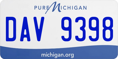 MI license plate DAV9398