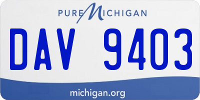 MI license plate DAV9403