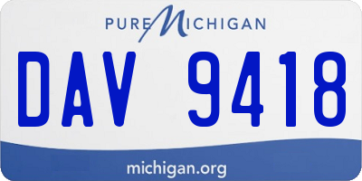 MI license plate DAV9418