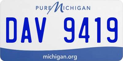 MI license plate DAV9419