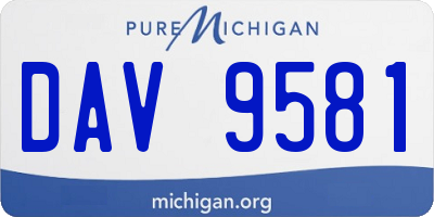 MI license plate DAV9581