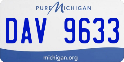 MI license plate DAV9633