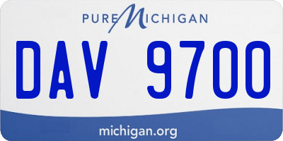 MI license plate DAV9700