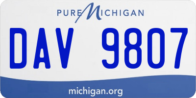 MI license plate DAV9807