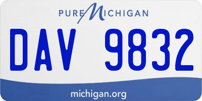 MI license plate DAV9832
