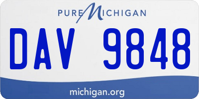 MI license plate DAV9848