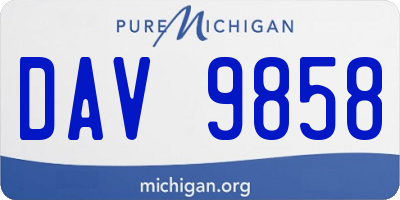 MI license plate DAV9858
