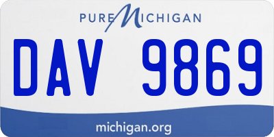 MI license plate DAV9869