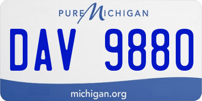 MI license plate DAV9880