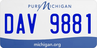 MI license plate DAV9881