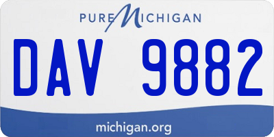 MI license plate DAV9882