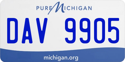 MI license plate DAV9905