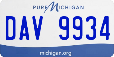 MI license plate DAV9934