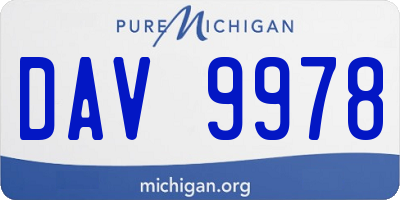 MI license plate DAV9978