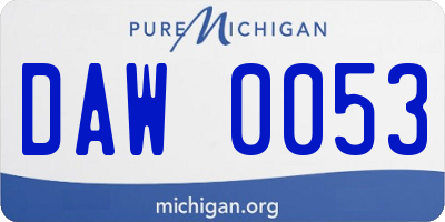 MI license plate DAW0053