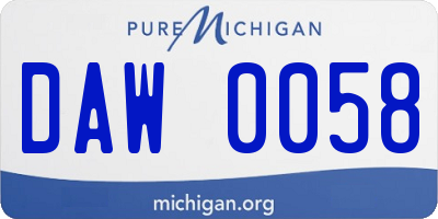 MI license plate DAW0058