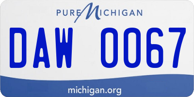 MI license plate DAW0067