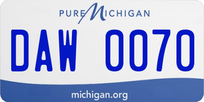MI license plate DAW0070