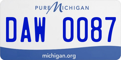 MI license plate DAW0087