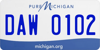 MI license plate DAW0102