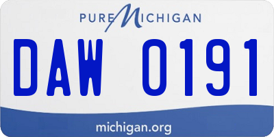 MI license plate DAW0191