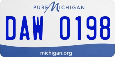 MI license plate DAW0198