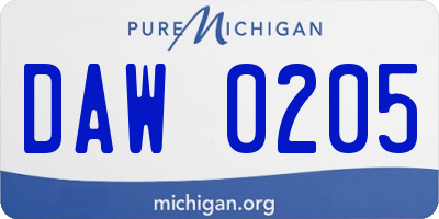 MI license plate DAW0205