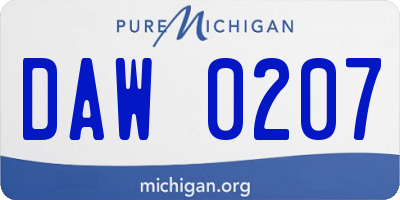 MI license plate DAW0207