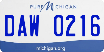 MI license plate DAW0216